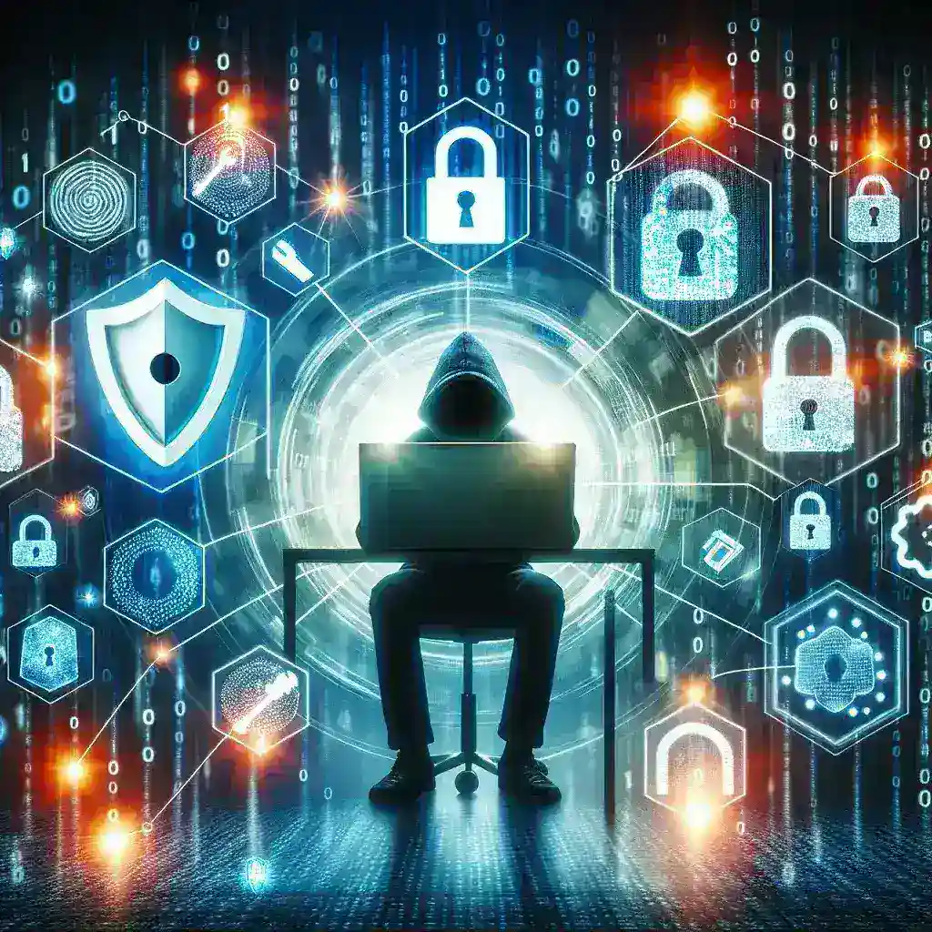 "Bir bilgisayar ekranında dijital güvenlik yazılımları ve gizli bilgileri koruma araçlarıyla ilgili grafikler, Gizli Bilgileri Koruma Araçları: Dijital Güvenliğinizi Sağlamak İçin Kapsamlı Rehber makalesini destekliyor."